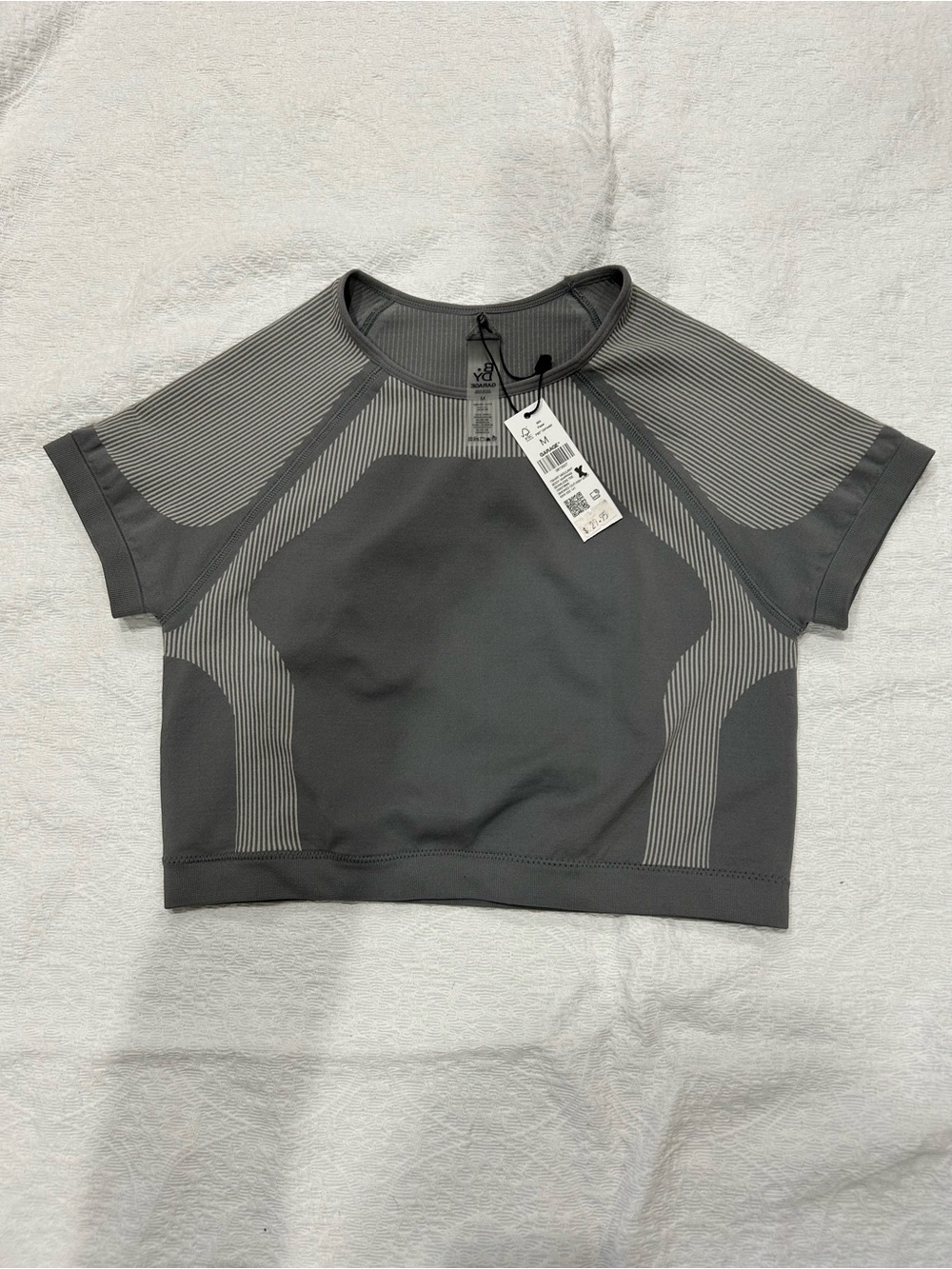 Garage Charcoal Gray Seamless Short-Sleeve Crop Top